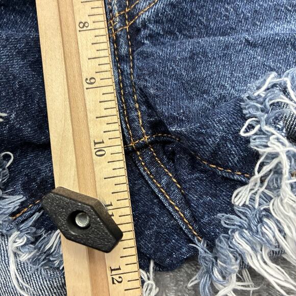 Levi's Premium 501 90's Shorts Womens Sz.25 Blue Button Fly Raw Hem High Rise - Picture 8 of 10